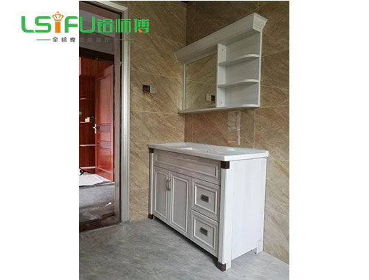 鋁師傅帶鏡子整體全鋁浴室柜定制裝修效果圖