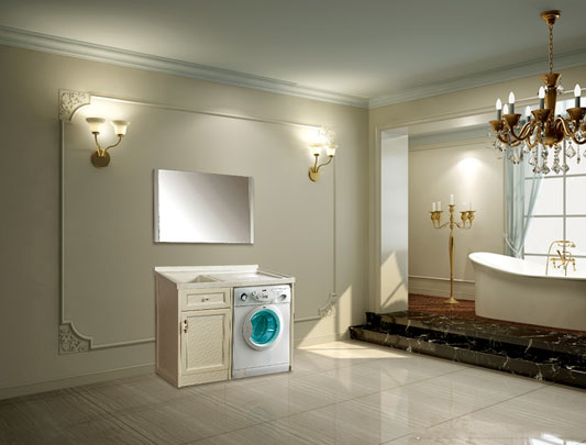 鋁師傅衛(wèi)浴間全鋁洗衣機(jī)浴室柜裝修效果圖